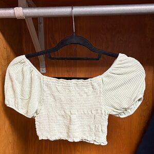 Caution To The Wind Mint Green Puff Sleeve Crop Top